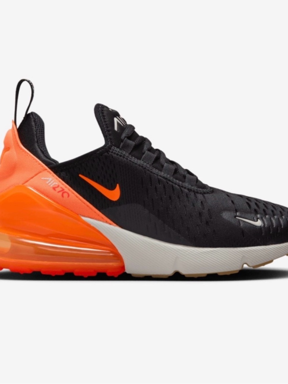Nike Kids Air Max 270 Black with Bright Orange Accents